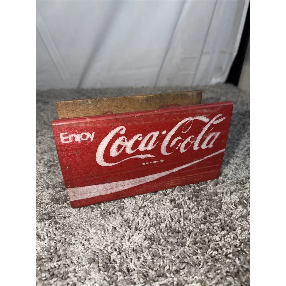 Vintage Wood Coca Cola Utensil Silverware Napkin Caddy Holder Wood  Coke